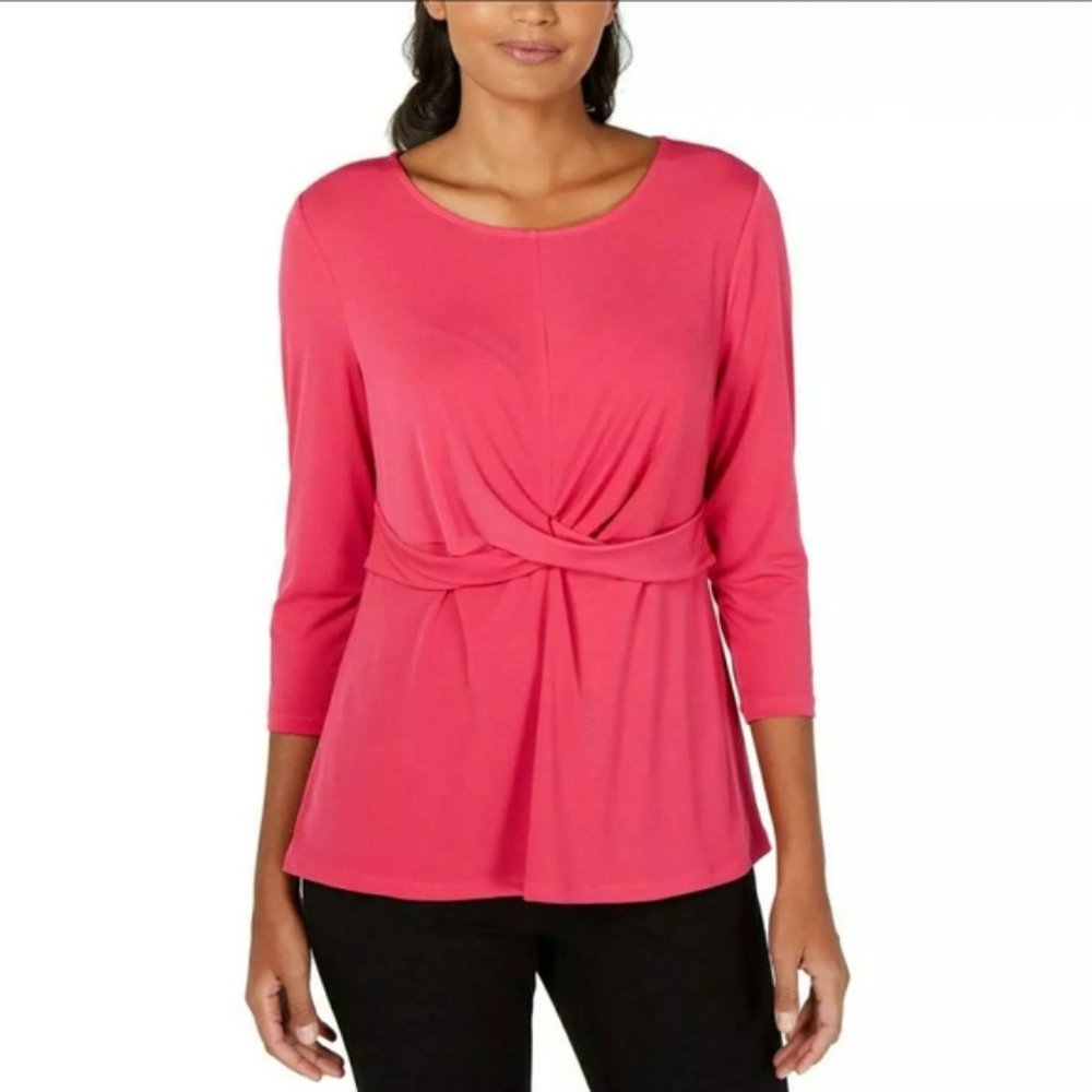 NWT Alfani Stretch Crossover Wrap Top Pink 2X